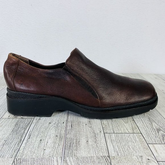 Aerosoles Mule Loafer Size 10 Brown Leather Retro Slip On Shoe Square Toe Chunky - Picture 13 of 13